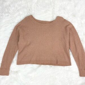 AERIE Offline Waffle Knit Crewneck Sweater Tan Size Small